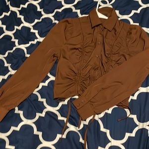 Brown button down blouse